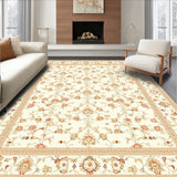Elegant Round Area with Intricate Floral Motifs in Beige Tones(Beige)