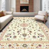 Classic Area Beige Oriental Medallion Design Easy Care(Ivory)