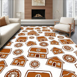 Gingerbread Village Whimsical Cookie House Seasonal Floor Covering(Brown)