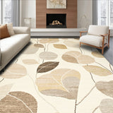 Welcome Script Floral with Abstract Beige and Khaki Petal Design Non Slip(Beige)