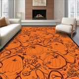 Autumn Harvest Moon Half Circle Spooky Season Pumpkin Motifs(Orange)