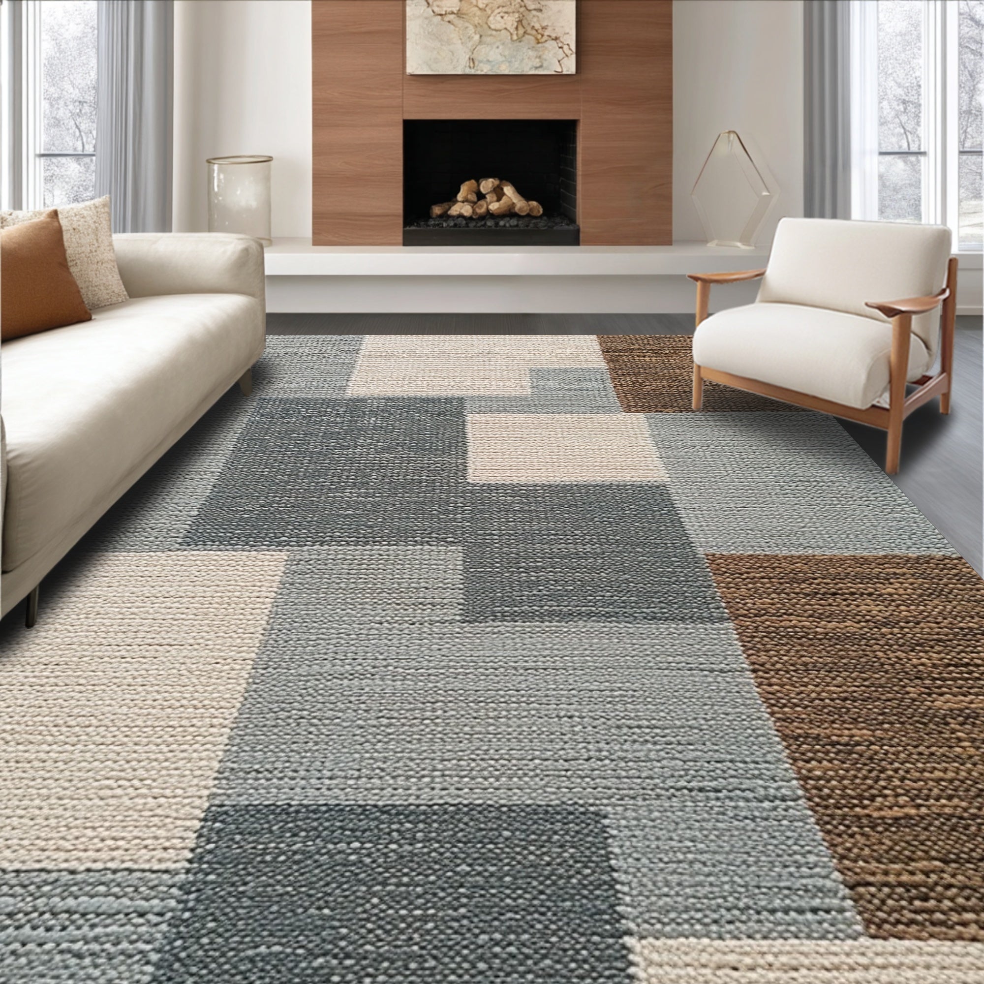 Ultra Soft Area Rug, Non Slip, Stain Resistant, Washable Area Rugs for Living Room, Bedroom, Non-Slip Boho Bedroom Rug for Minimal Living(Beige)
