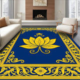 Lotus Medallion Mosaic with Ornate Border and Delicate Flourishes(Blue)