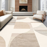 Puzzle Arch Modern Geometric Beige Cream Interlocking Design(Beige)