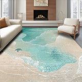 Coastal Tides Surf with Nautical Sea Turtle and Ocean Wave Motifs(Beige)