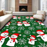 Whimsical Winter Snowman Scene with Dazzling Starburst Snowflakes(Green)