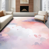 Dreamy Cloudscape with Whimsical Swirls and Floating Hearts Design (Pink)