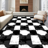 Rustic Checkered Design Featuring Interlocking Black and Blocks(Black)
