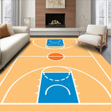 Basketball Court Wood Floor Blue Key White Lines Orange Circle(Beige)