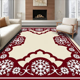 Festive Snowflake Medallion Accent With Interlocking Chevron Borders(Red)