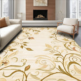 Neutral Floral Jute with Khaki Inspired Botanical Swirls and Curves(Beige)