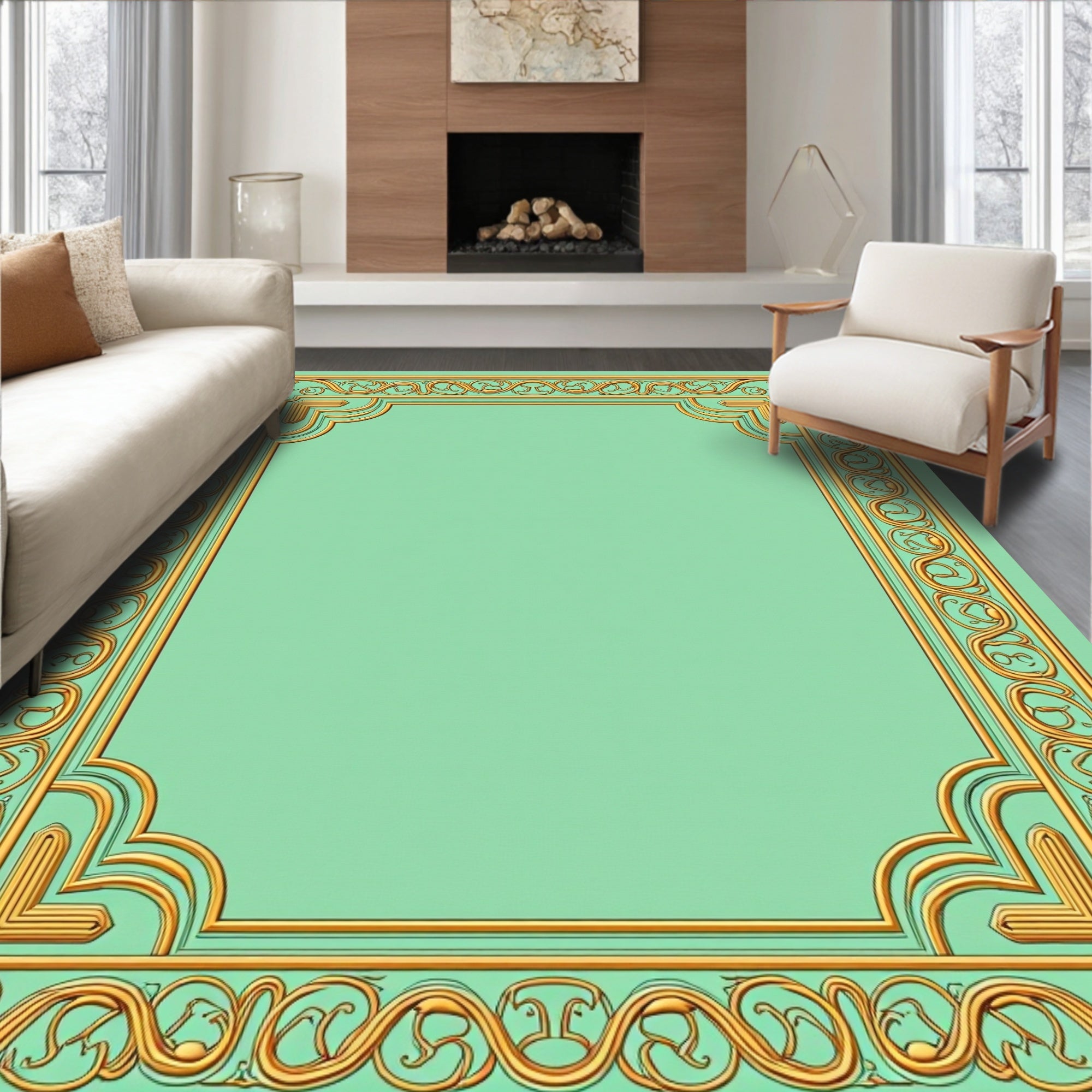 Sage Filigree with Swirling Ornamental Borders (Gold) - ODIKA