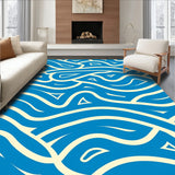 Modern Interlocking Waves with Abstract Ripple Motifs and Minimalist Accents (Blue)