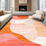 Coral Swirl Rug with Stain Resistant Finish and Non Slip Base(Red)