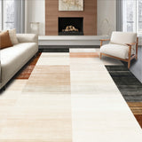 Casual Brown Beige with Dynamic Abstract Blocks and Gradient Border Design(Beige)