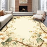 Elegant Floral with Non Slip Backing in Beige Tones(Beige)