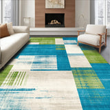 Minimalist Non Shedding with Distressed Blue Green and Beige Check(Blue)