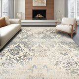 Beige and Grey with Classic Worn Oriental Motifs Subtle Distressing(Beige)