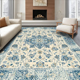 Beige Blue Area Vintage Farmhouse(Beige)