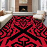 Elegant Motif Featuring Interlocking Chevron and Shapes(Red)