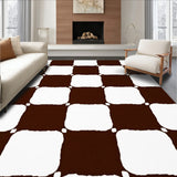 Checkerboard Motif Floor Covering Farmstead Fall Seasonal(Brown)