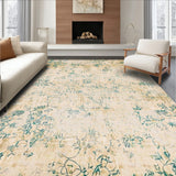 Vintage Farmhouse Beige & Green Kitchen Mat(Beige)