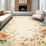 Retro Nostalgic Floral Beige Area Classic Accent(Beige)