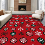Festive Snowflake Wonderland Decorative Holiday Floor Covering(Red)