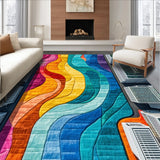 Ultra Soft Area Rug, Non Slip, Stain Resistant, Washable Area Rugs for Living Room, Bedroom, City Life Design Toy Car Play Area Carpet(Blue)