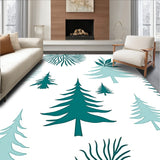 Nordic Pine Tree Tapestry with Reindeer Motifs(Blue)