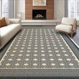 Ultra Soft Area Rug, Non Slip, Stain Resistant, Washable Area Rugs for Living Room, Bedroom, Trellis Frieze Geometric(Black)