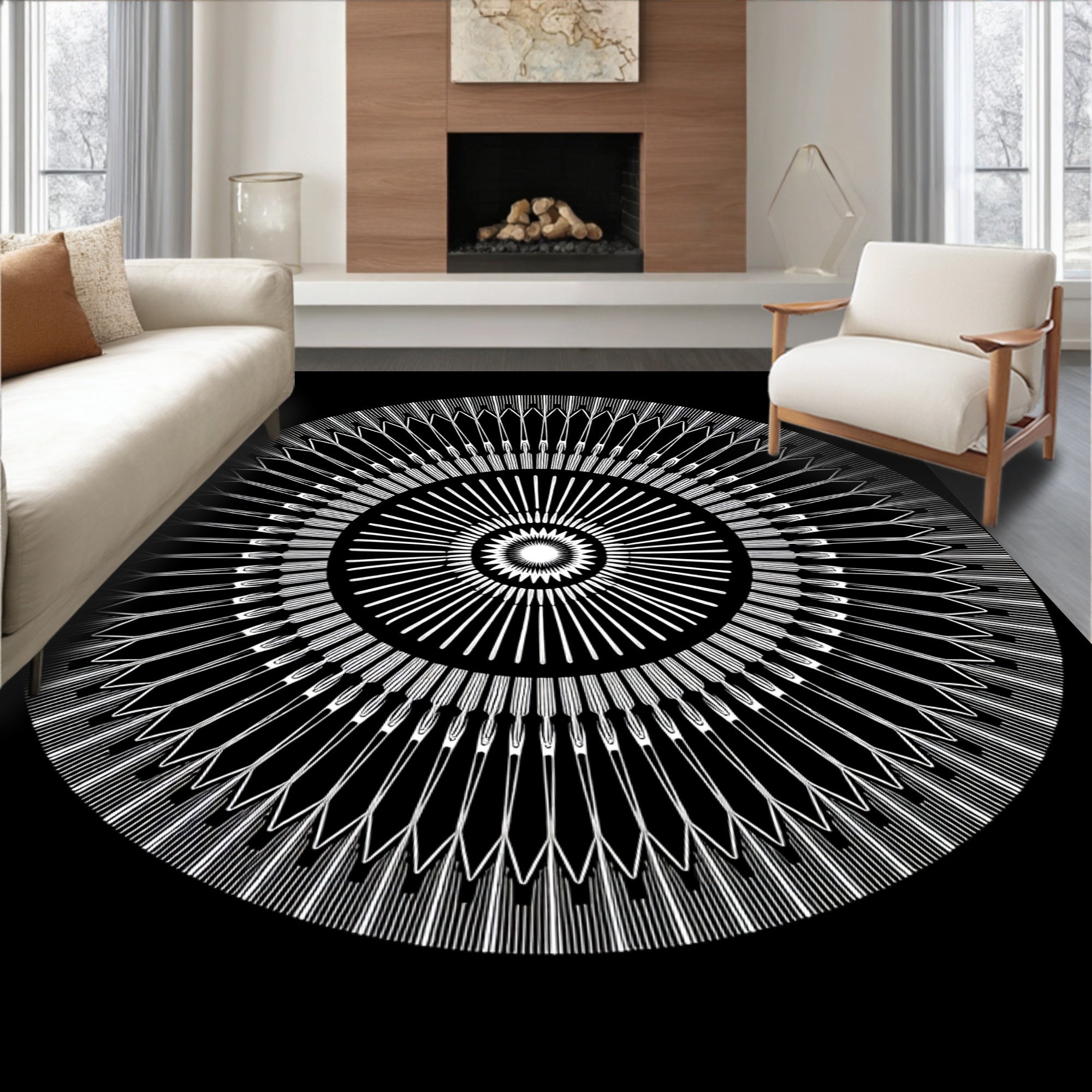 Midnight Constellation Burst Radial Contemporary Design (Black) - ODIKA
