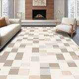 Sleek Minimalist Area with Abstract Geometric in Beige Tones(Beige)