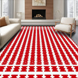 Festive Checkered Patchwork with Nordic Motifs(Red)