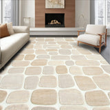 Serene Beige Accent with Pebble Shapes and Natural Textures(Beige)