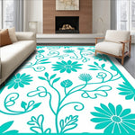 Whimsical Floral Swirl Featuring Abstract Leaf and Vine Accents (Blue) - ODIKA
