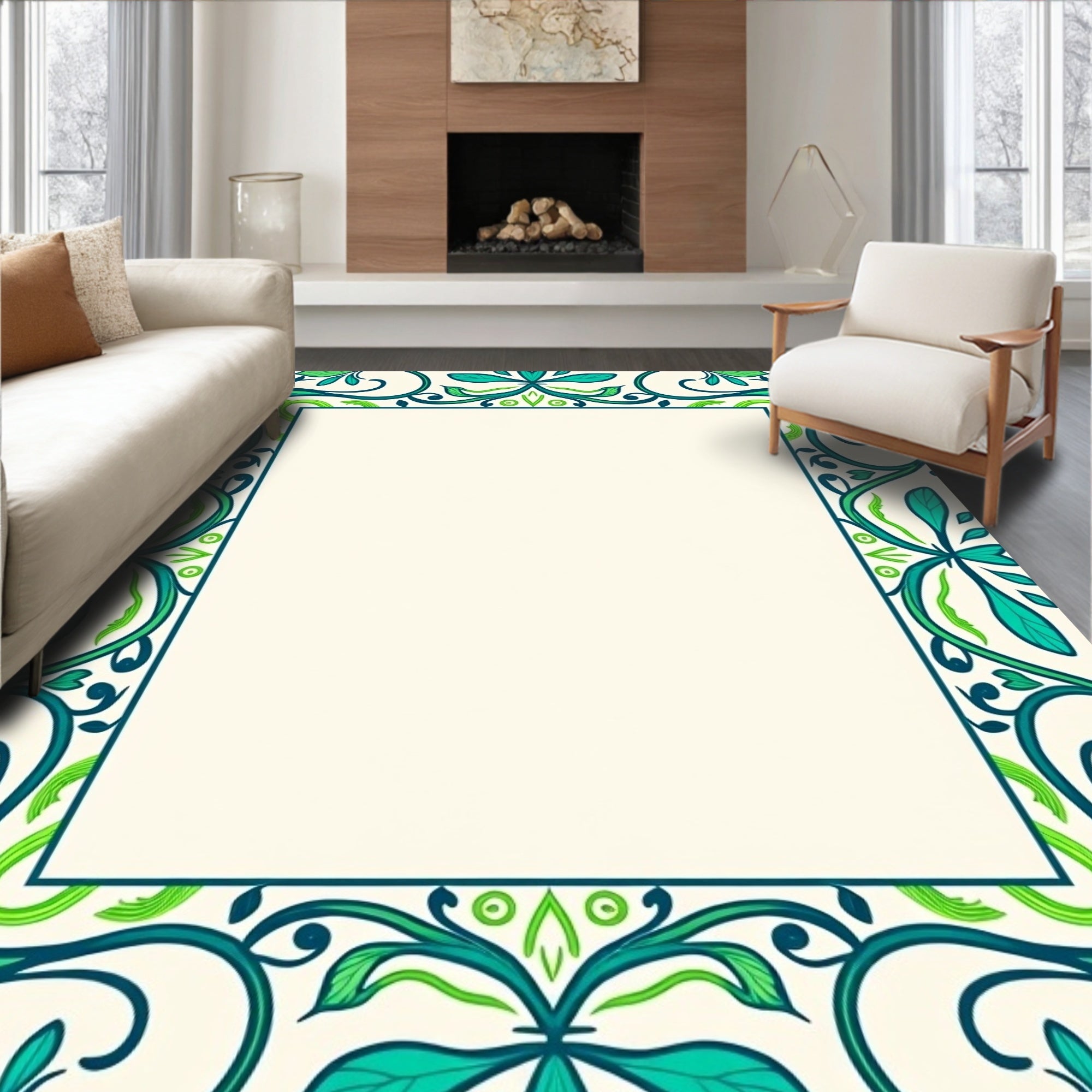 Art Nouveau Inspired Vinework and Stylized Petal Arrangement (Teal) - ODIKA