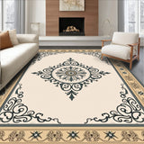 Vintage Medallion Scrollwork with Elegant Flourishes and Timeless Motifs (Beige) - ODIKA