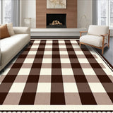 Vintage Farmhouse Buffalo Check with Subtle Herringbone Borders(Brown)