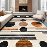 Abstract Circles Geometric Modern Rustic Warm Colors Area Beige Black(Beige)