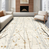 Woodland Branches Area with Scattered Bark Motifs and Subtle Beige Tones(Beige)