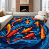 Ultra Soft Area Rug, Non Slip, Stain Resistant, Washable Area Rugs for Living Room, Bedroom, Fishing Theme Doormat(Blue)