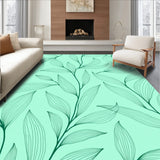 Modern Botanical Leaf Vein Inspired Subtle Textured Floor Covering(Green)