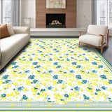 Charming Small Carpet Displaying Whimsical Floral Motifs(Yellow)