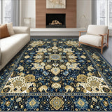 Intricate Design Non Shedding Beige and Gold(Blue)