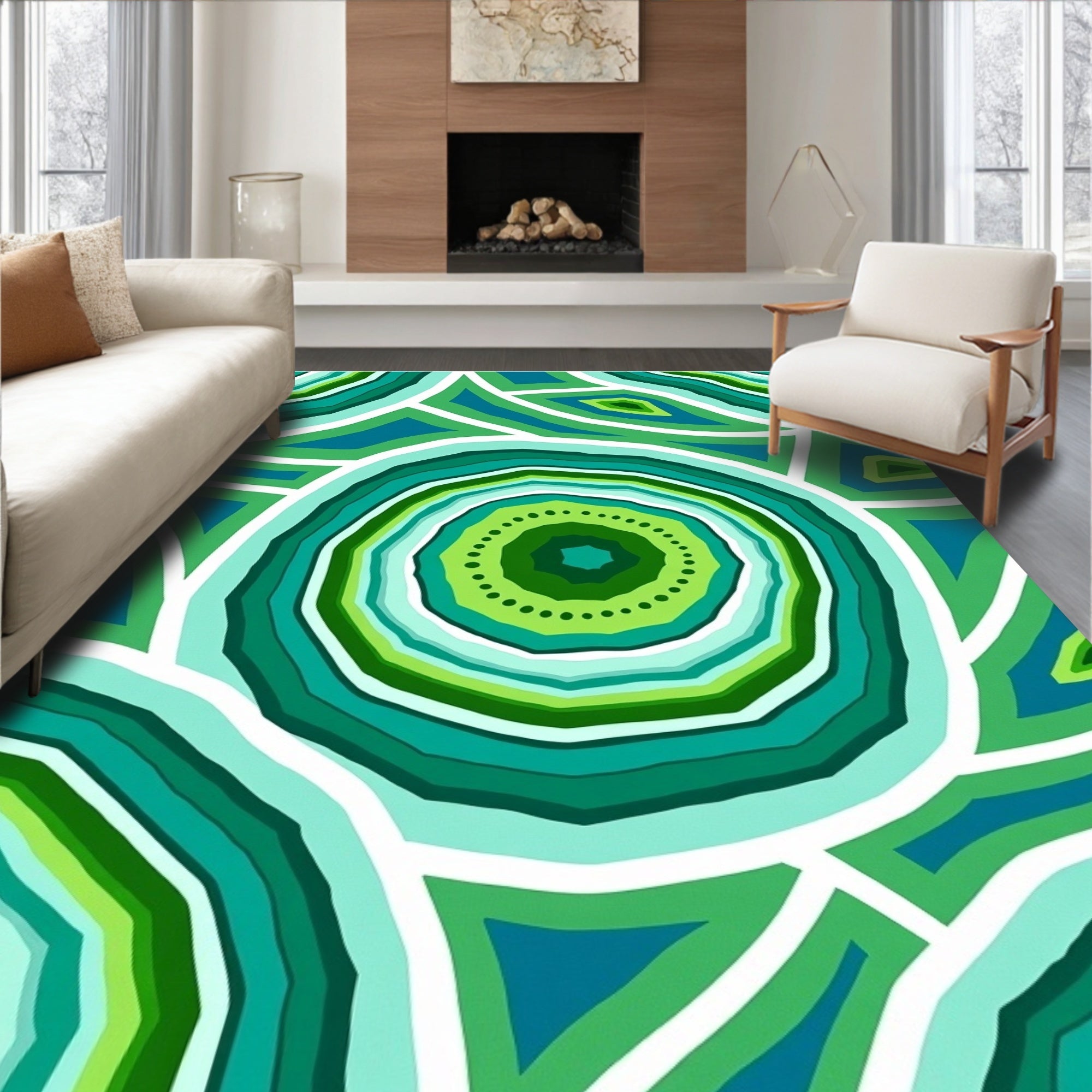 Crystal Agate Slice Vibrant Mineral Decorative Art (Green) - ODIKA