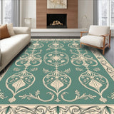 Damask Trellis with Stylized Petal Arabesque and Delicate Vines(Teal)