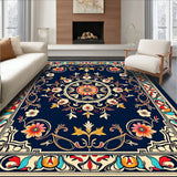 Elegant Floral Medallion With Interlocking Vines And Petals(Navy)