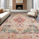 Distressed Global Area Easy Clean Printed Design(Ivory)