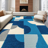 Ultra Soft Area Rug, Non Slip, Stain Resistant, Washable Area Rugs for Living Room, Bedroom, Earth Moon Print Round(Blue)